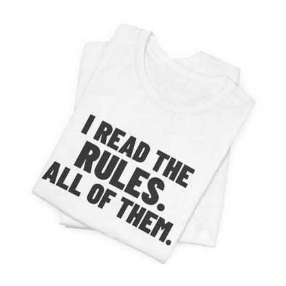I Read the Rules All of Them Board Game Shirt, White folded view, digital mockup