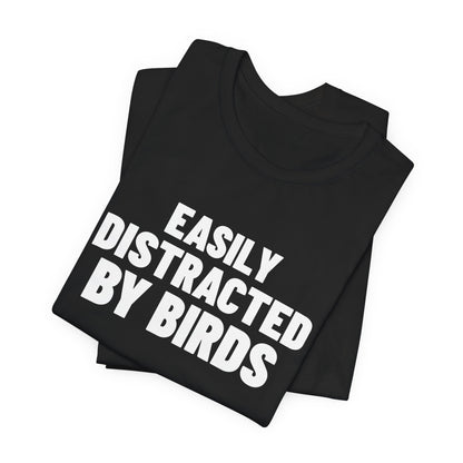 Easily Distracted by Birds Shirt, Black folded detail, digital mockup