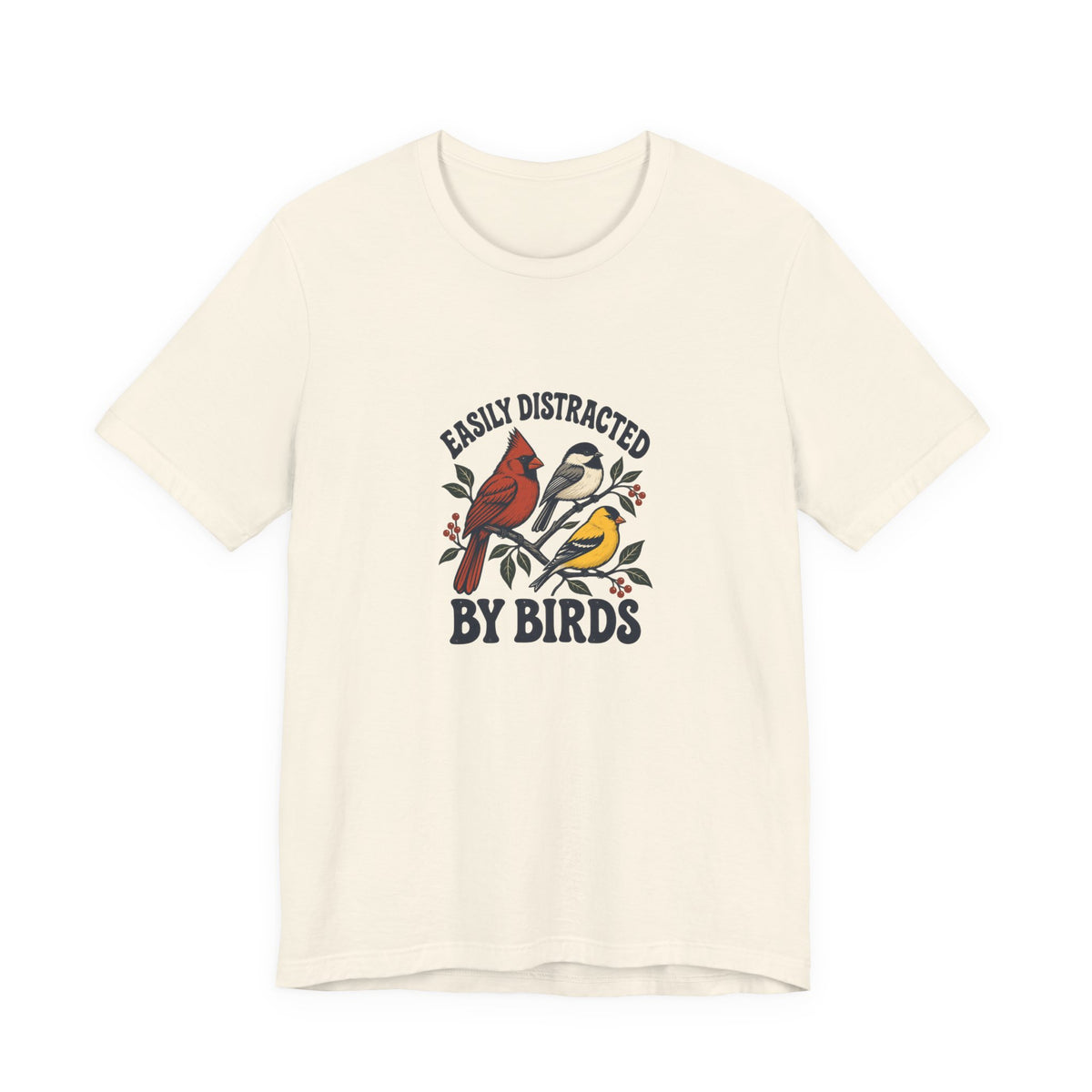 Easily Distracted by Birds Shirt, Natural front, digital mockup