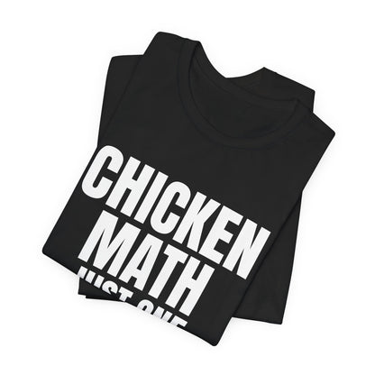 Chicken Math Just One More Hen Shirt, Black folded view, digital mockup