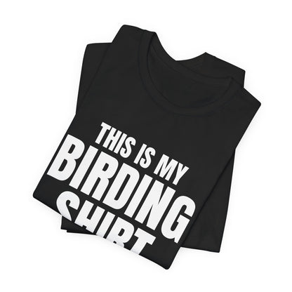 This Is My Birding Shirt, Black folded view, digital mockup