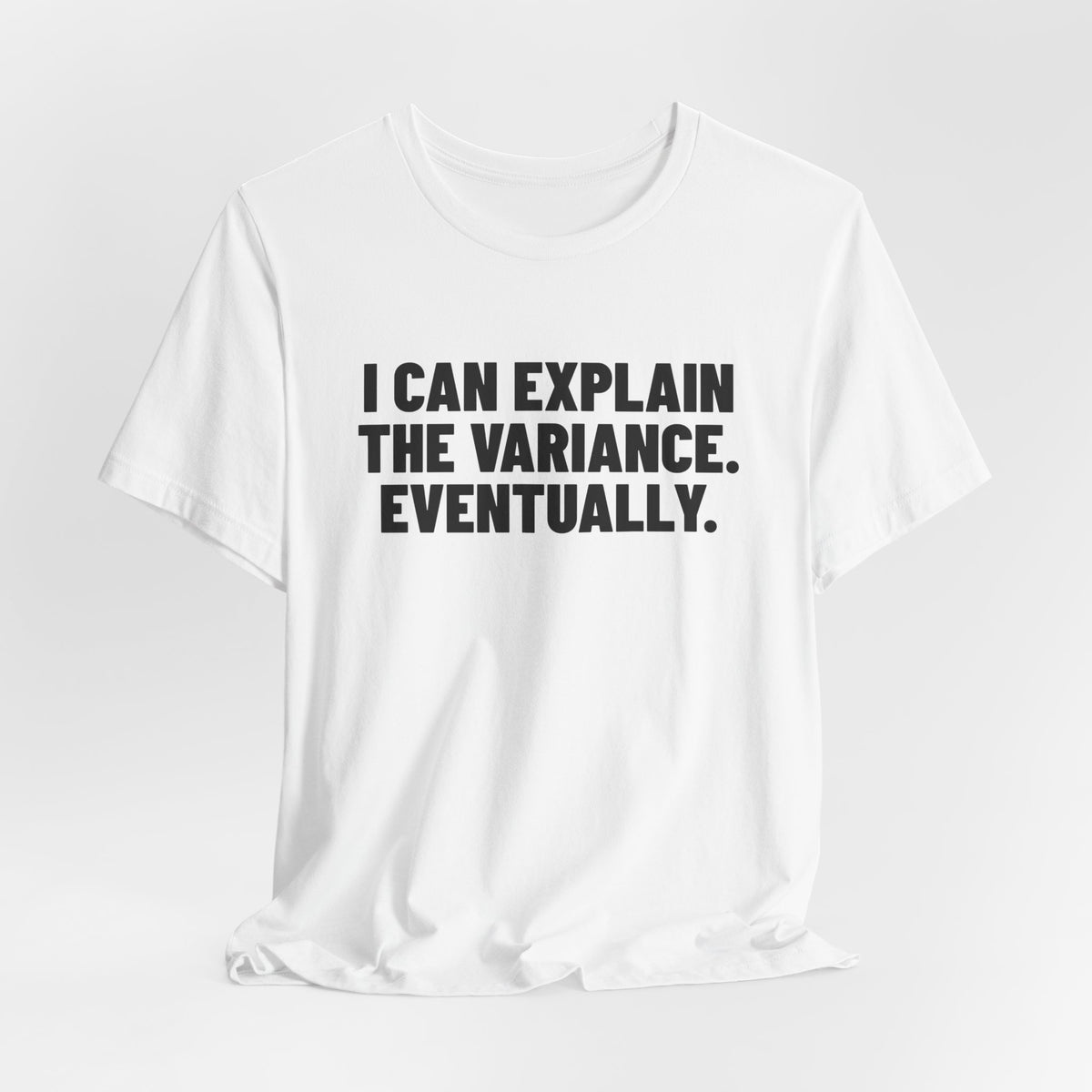 I Can Explain the Variance Eventually Accounting Shirt, White hanging view, digital mockup