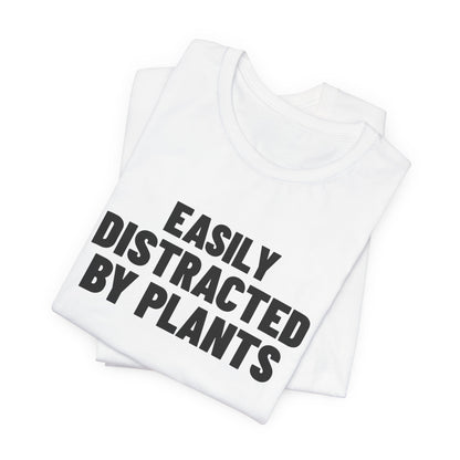 Easily Distracted by Plants Shirt, White folded detail, digital mockup