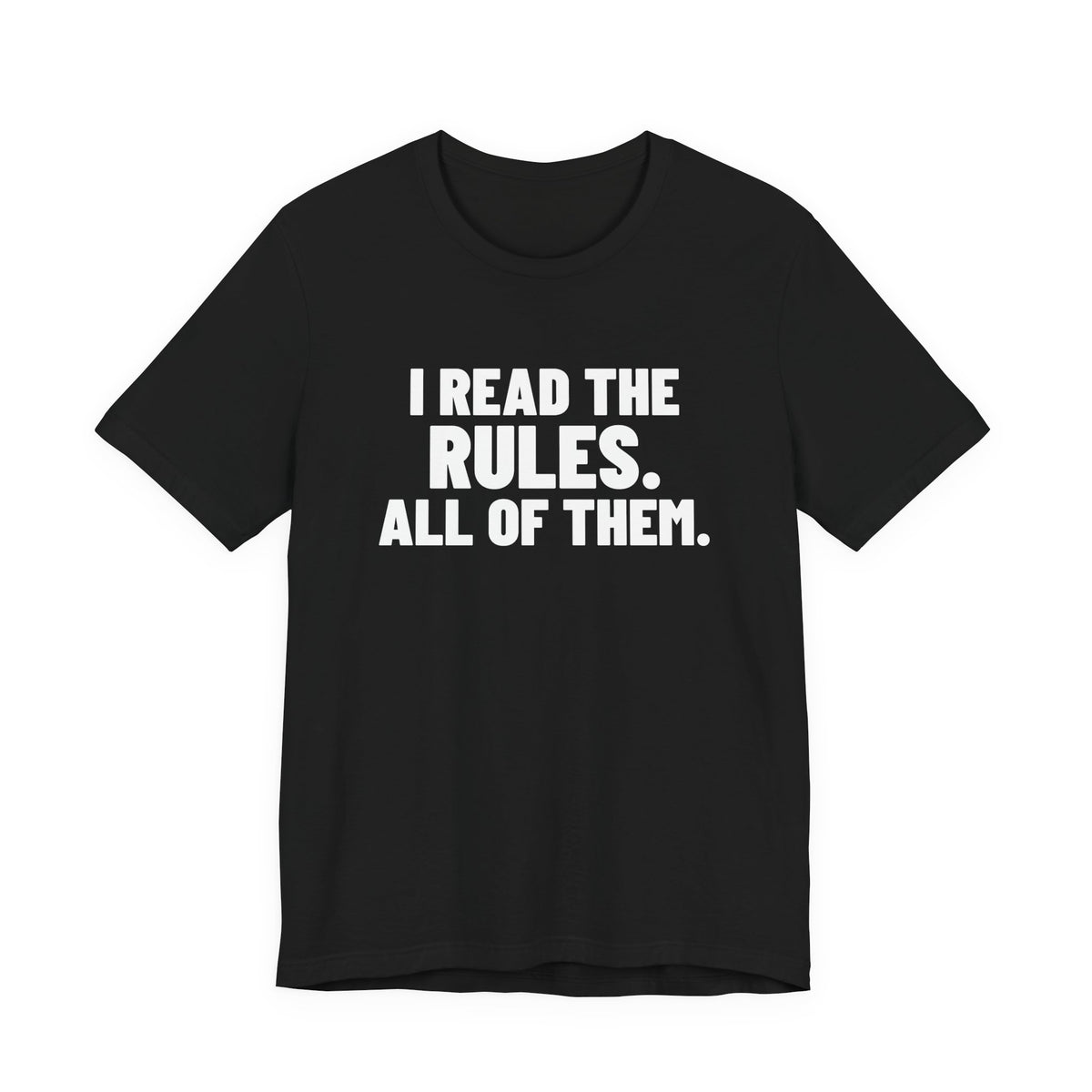 I Read the Rules All of Them Board Game Shirt, Black front view, digital mockup