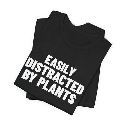 Easily Distracted by Plants Shirt, Black folded detail, digital mockup